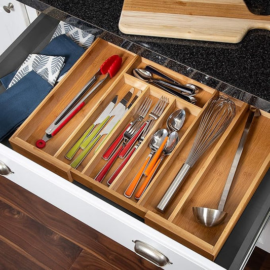 Honey-Can-Do Bamboo Cutlery Tray KCH-01078 Natural Medium