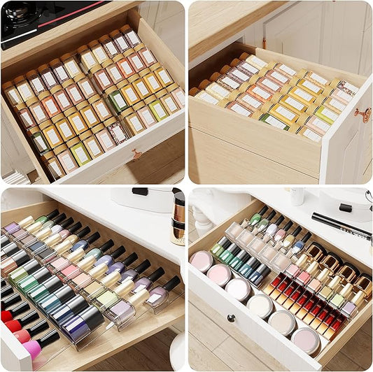 Spice Drawer Organizer, 4 Tier Clear Acrylic Expandable From 13" to 26" Seasoning Jars Drawer Insert, Kitchen Drawer Spice Rack Tray for Cabinet/Countertop