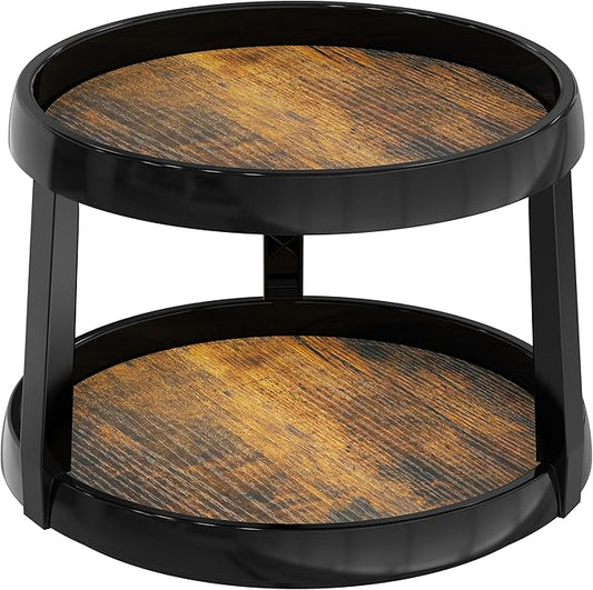 Simple Houseware 2 Tier Turntable Lazy Susan Multifunctional Organizer, Rustic Brown