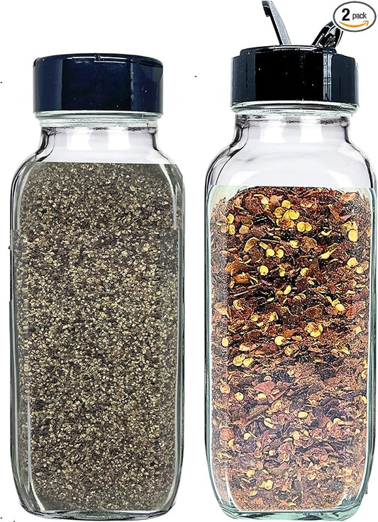 JARMING COLLECTIONS 16 oz Glass French Square Spice Jars with Shaker Lids - Elegant Design for Food Storage and Kitchen Organization - Enhance Your Spice Storage – Made in USA