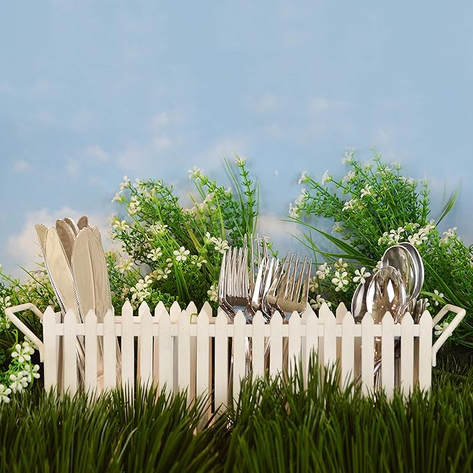 Boston Warehouse White Picket Fence Flatware Caddy