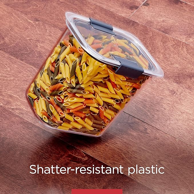 Rubbermaid Brilliance BPA-Free Food Storage Containers with Lids, Airtight, Kitchen and Pantry Organization Set, Includes 3 Containers and Scoops, Clear, 16 cups