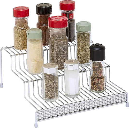 Kitchen Details 3 Tier Free Standing Spice Rack Organizer Shelf, Counter Top, Pantry Kitchen Cabinet, Pave Diamond Design Collection