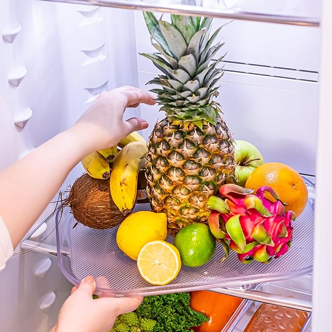 Lazy Susan Turntable Organizer for Refrigerator, Fridge, Storage, Cabinet & Countertop – Rectangular 360-degree Rotation Tray for Kitchen – 15.75 inch, Clear