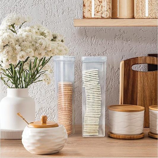 Trenton Gifts Square Airtight Cracker Sleeve Storage Container - Keep Crackers Fresh in Style - Perfect Cookie Holder for Saltine Crackers and More - Ideal Kitchen Pantry Staple Organizer