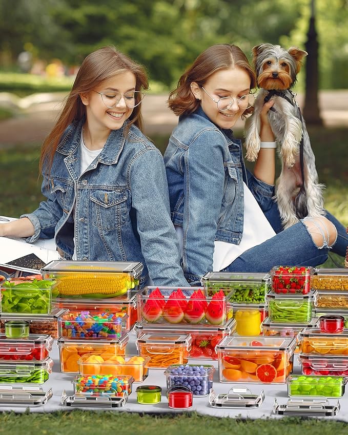 60 PCS Food Storage Containers with Lids(30 Containers & 30 Lids), BPA-Free Plastic Food Containers for Kitchen Storage, Leak Proof, Reusable Meal Prep Containers with Labels & Pen