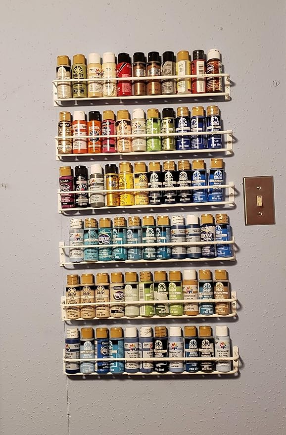 Expandable Rack (white, set of 3)-Mount on cabinet door/pantry/wall-Convenient storage for spices, K-cups, medications, acrylic paints & more-Great for use in kitchens, bathrooms & RV/campers