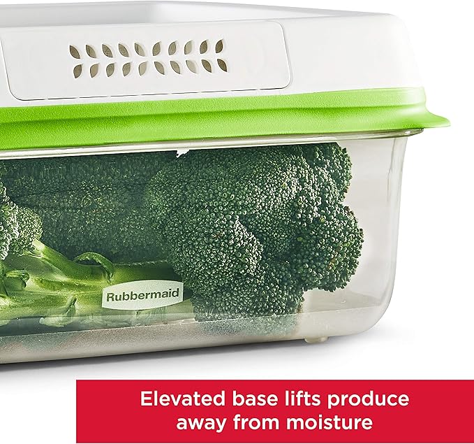 Rubbermaid 2114738 FreshWorks Saver, Medium Short Produce Storage Containers, 2-Pack, 4.6 Cup, Clear