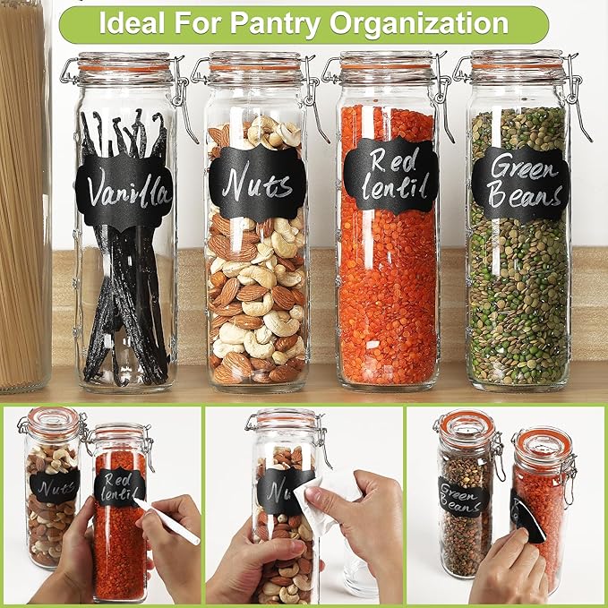 [Upgraded] 20 oz Glass Jars with Airtight Lids for Vanilla Extract, 6 Pack Glass Juice Bottles with 2 Measurement Marks, Glass Food Storage Canister Set For Beans, Spice, Tea, Drink, Milk. 600ML