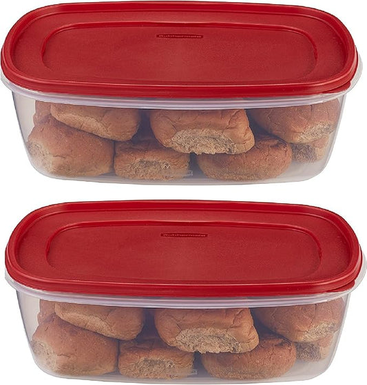 Rubbermaid 071691405382 food, 2 pack, clear with red lid