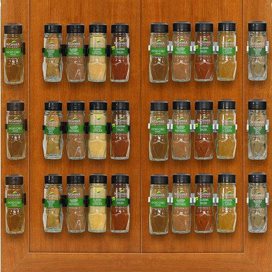Simple Houseware 30 Spice Gripper Cabinet Holder - 6 Strips, Holds 30 Jars