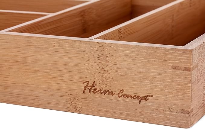 Heim Concept Drawer Organizer Bamboo Cutlery Tray Silverware Organizer/Utensil Holder, Drawer Dividers Organizer for Silverware, Flatware, Knives in Kitchen