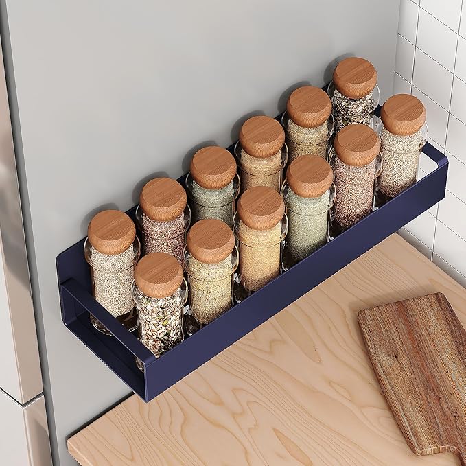 4 Pack Moveable Fridge Magnetic Spice Racks,Metal Purple