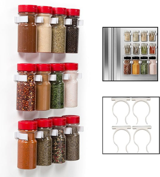 Good Cooking Magnetic Spice Rack Gripper Clips- Set of 4 Universal Spice Jar Clips - Easily Organize and Reorganize Dispensers- No Screws Needed