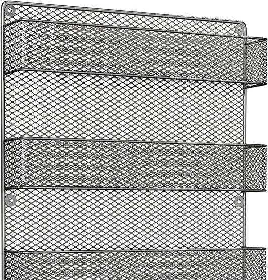 Spice Rack Organizer - Space-Saving Wall-Mount 5-Tier Wire Shelves for Pantry or Cabinets - Kitchen Organization and Storage by Home-Complete (Black)