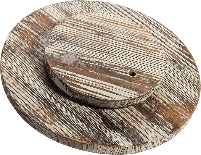 MyGift 12.8 Inch Round Rustic Torched Wood Lazy Susan Spinning Turntable Tray, Rotating Wooden Countertop Spice Rack, Kitchen Cabinet Organizer Home Decor